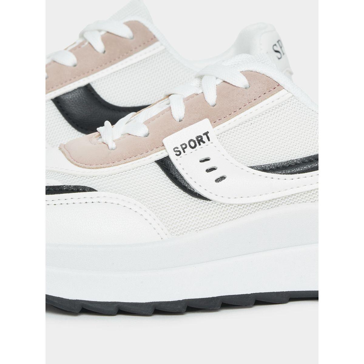 Styli Contrast Panel Lace Up Sneakers-women-shoes-sneakers-image-5