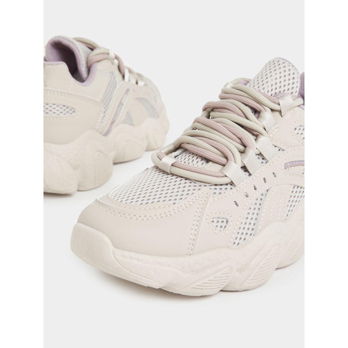Styli Textured Lace Up Chunky Sole Sneakers-women-shoes-sneakers-image-4