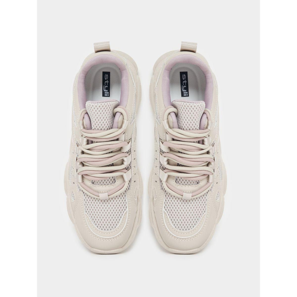 Styli Textured Lace Up Chunky Sole Sneakers-women-shoes-sneakers-image-6