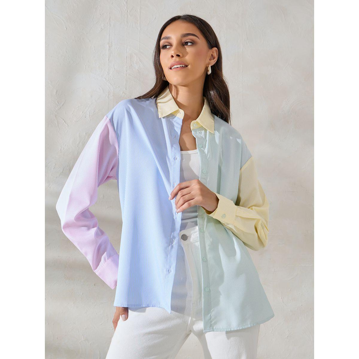 بلوزة فضفاضة بنمط كتل الالوان-women-clothing-shirtsandblouses-shirts-image-1