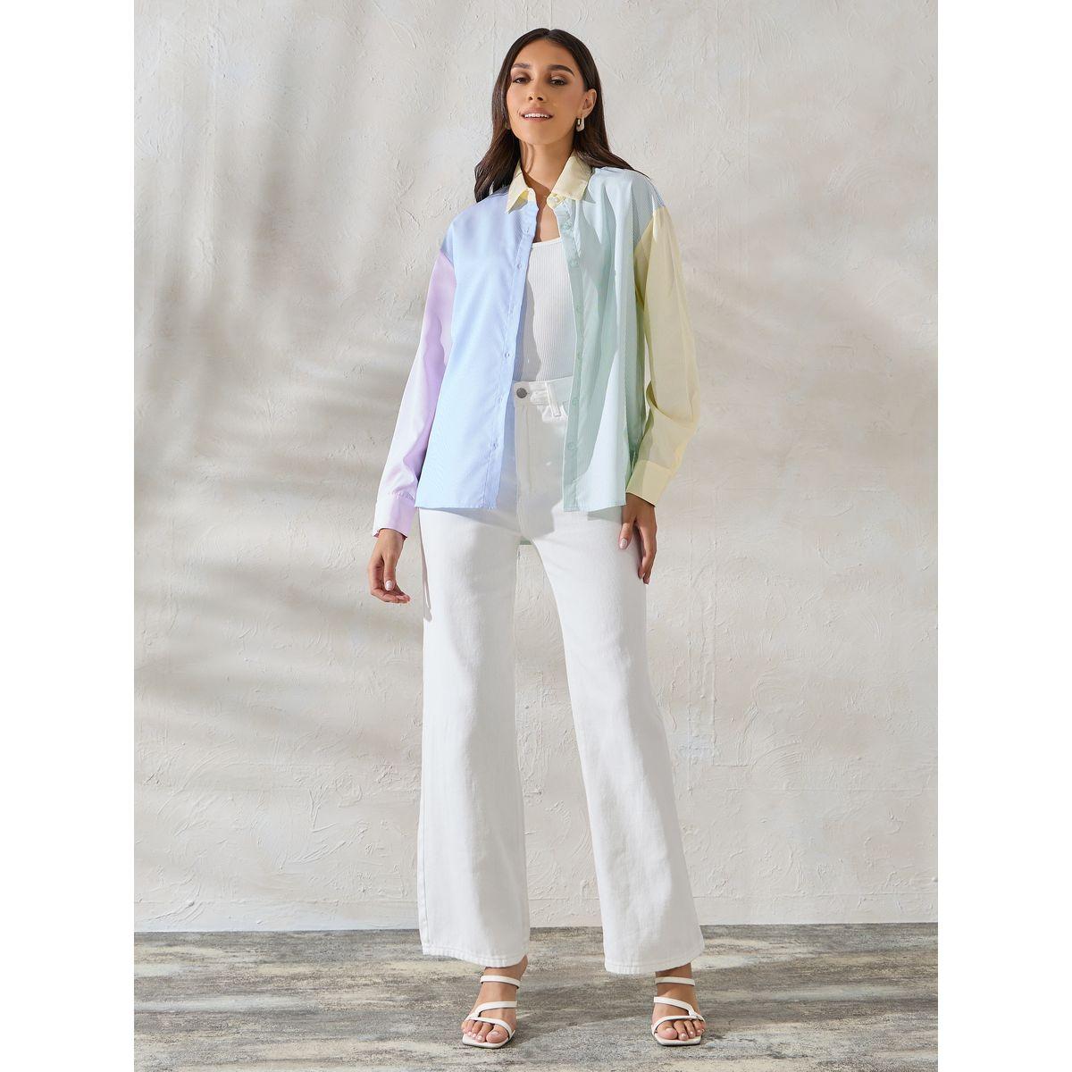 بلوزة فضفاضة بنمط كتل الالوان-women-clothing-shirtsandblouses-shirts-image-2