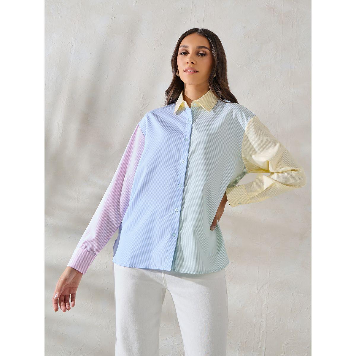 بلوزة فضفاضة بنمط كتل الالوان-women-clothing-shirtsandblouses-shirts-image-3
