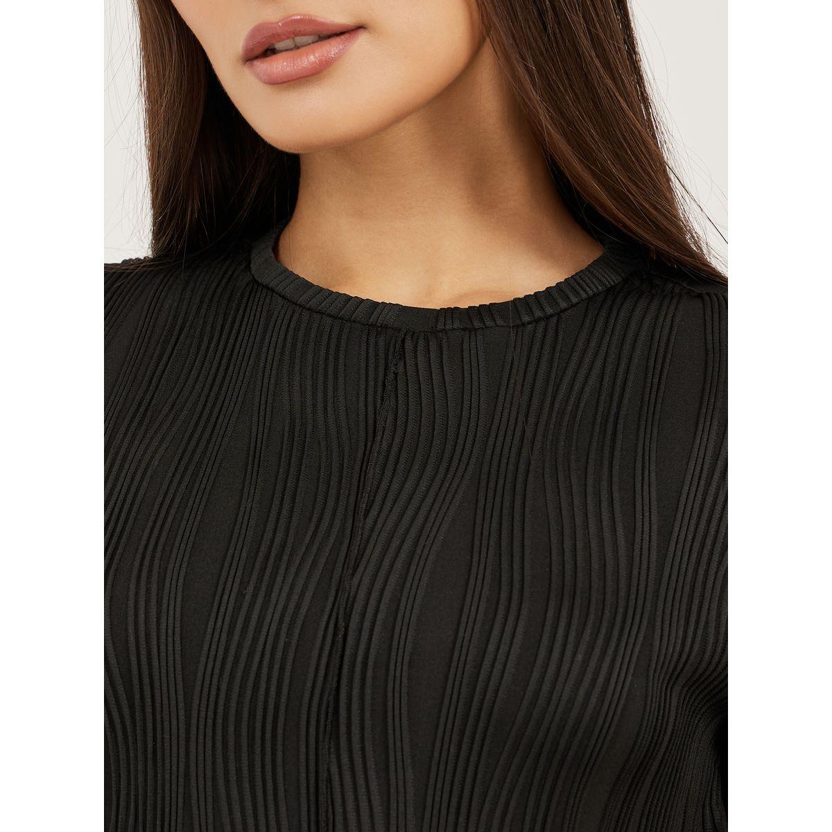 Styli Textured Exposed Seam Regular Fit T-Shirt-women-clothing-tshirts-image-3