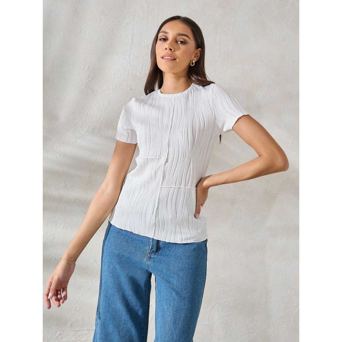 Styli Elevate Exposed Overlock Seam Textured Knit T-Shirt-women-clothing-tshirts-image-3