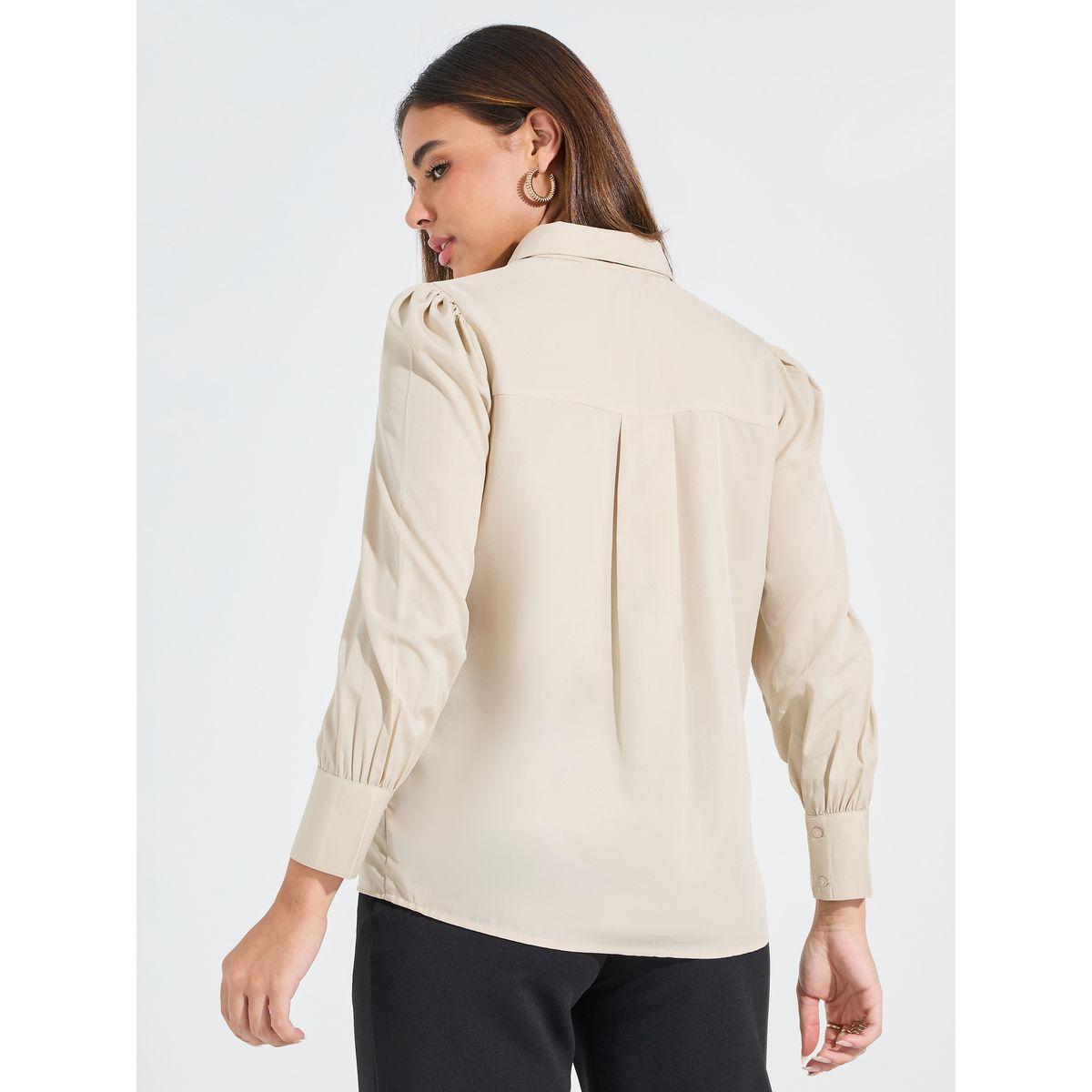 Styli Elevate Solid Button Down Regular Fit Shirt with Wingtip Collar-women-clothing-shirtsandblouses-shirts-image-5