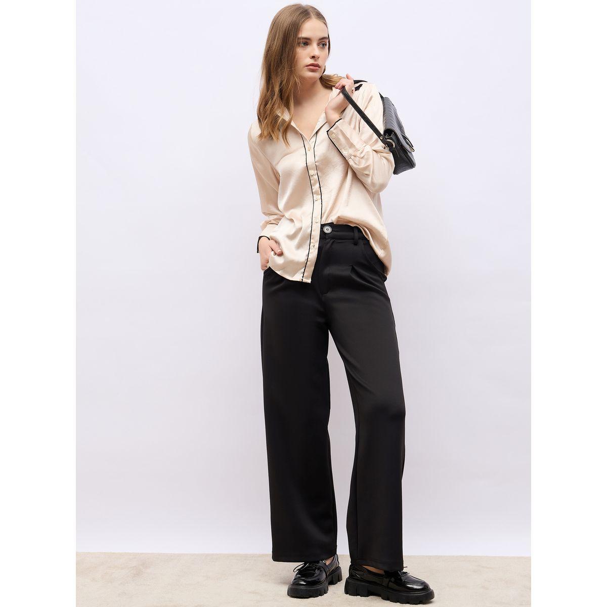 بلوزة بياقة مزدوجة وأكمام طويلة مع تفاصيل محزوزة-women-clothing-shirtsandblouses-shirts-image-2