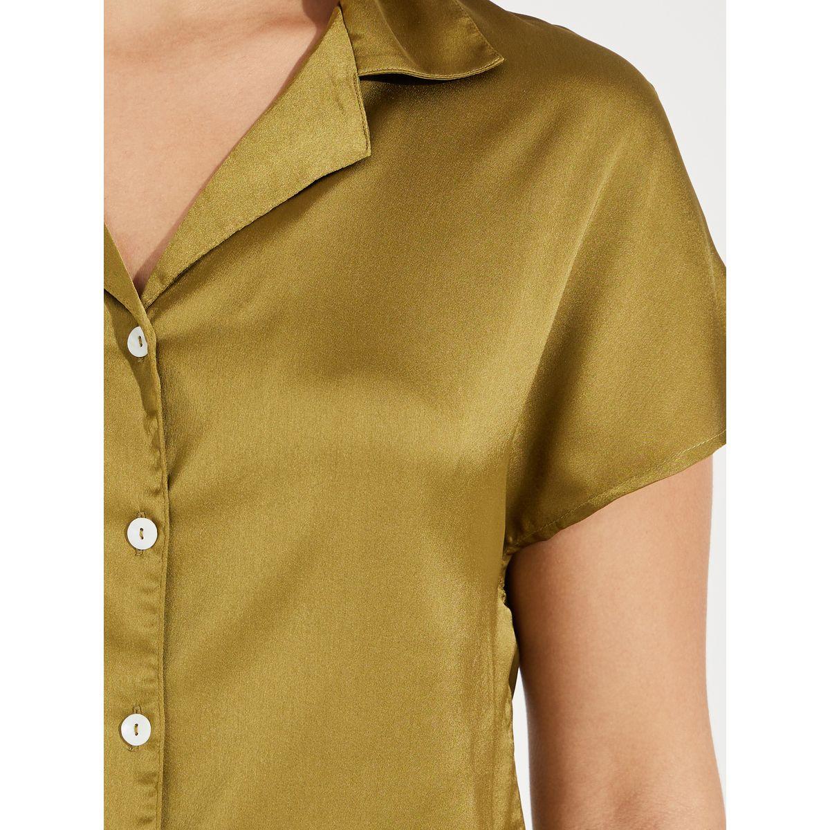 Styli Elevate Satin Regular Fit Solid Buttoned Shirt with Cap Sleeve-women-clothing-shirtsandblouses-shirts-image-4