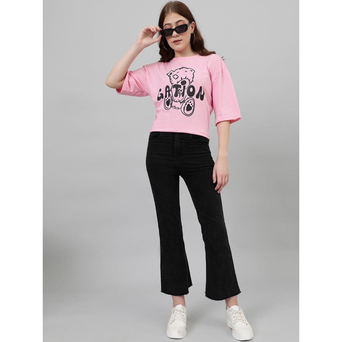Kotty X Styli  Oversized Bear Graphic Print Drop Shoulder T-Shirt-women-clothing-tshirts-image-2