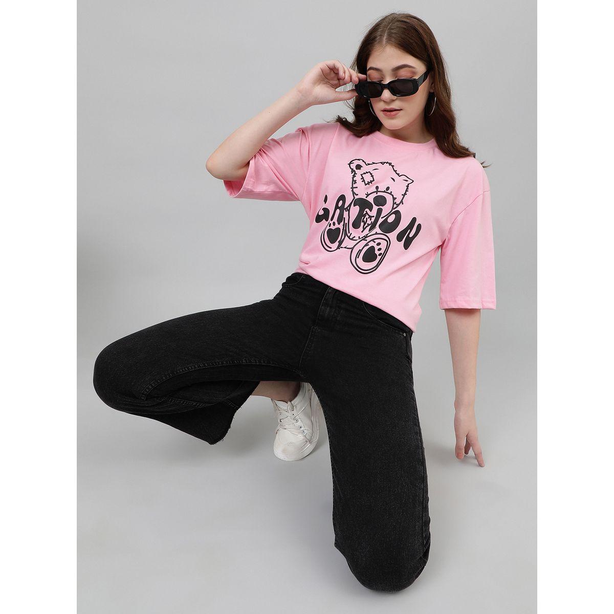 Kotty X Styli  Oversized Bear Graphic Print Drop Shoulder T-Shirt-women-clothing-tshirts-image-3