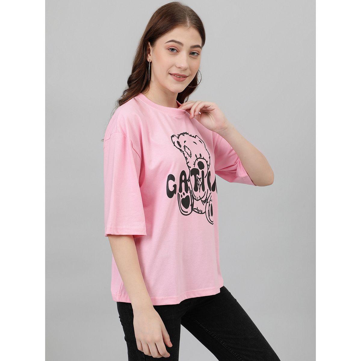 Kotty X Styli  Oversized Bear Graphic Print Drop Shoulder T-Shirt-women-clothing-tshirts-image-5