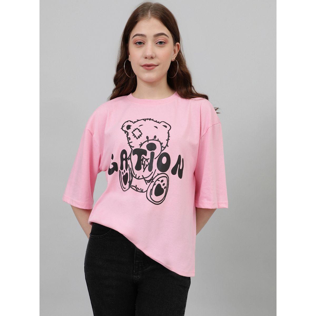 تيشيرت فضفاض بطبعة جرافيك واكتاف منخفضة كوتي × ستايلي-women-clothing-tshirts-image-6