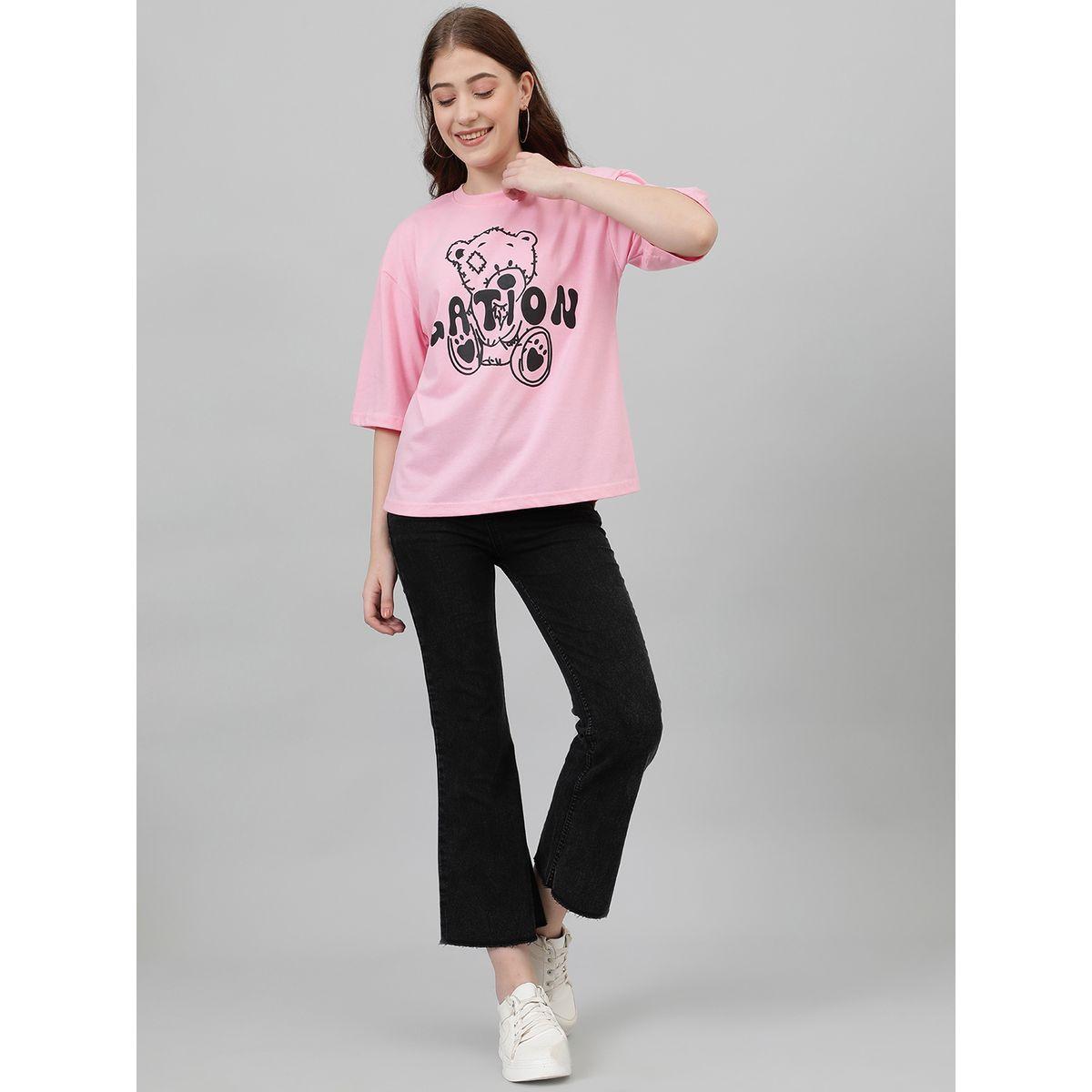 Kotty X Styli  Oversized Bear Graphic Print Drop Shoulder T-Shirt-women-clothing-tshirts-image-8