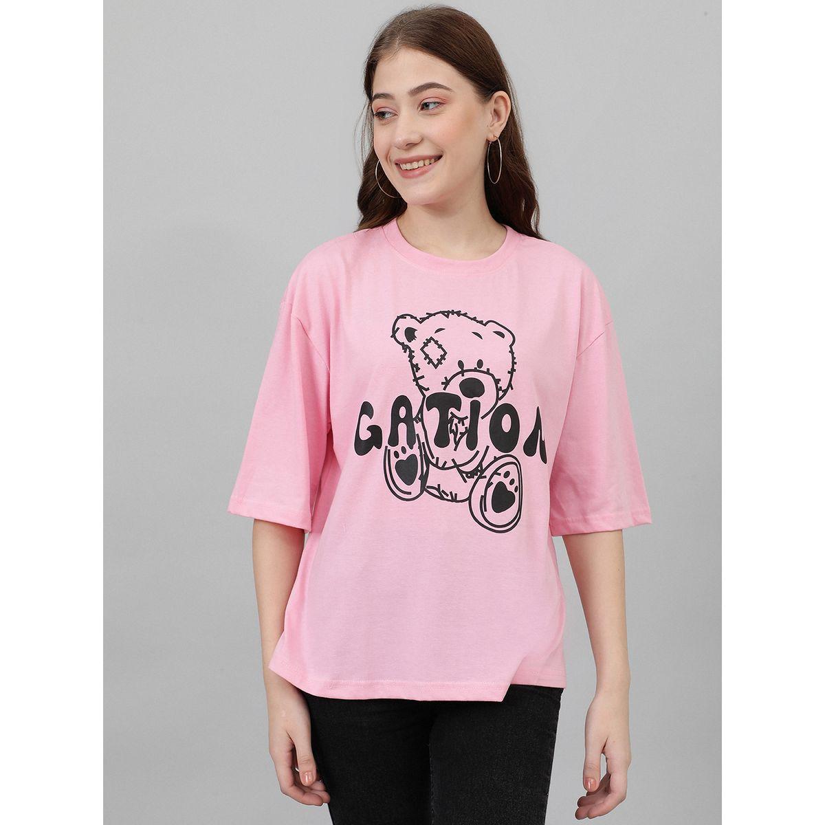 Kotty X Styli  Oversized Bear Graphic Print Drop Shoulder T-Shirt-women-clothing-tshirts-image-9