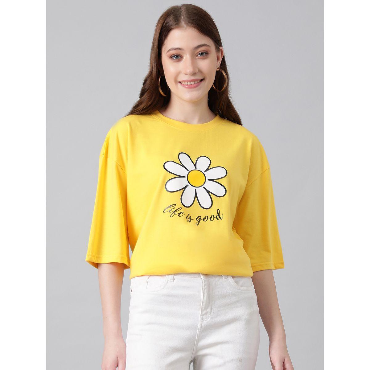 Kotty X Styli  Oversized Floral Print Drop Shoulder T-Shirt-women-clothing-tshirts-image-1