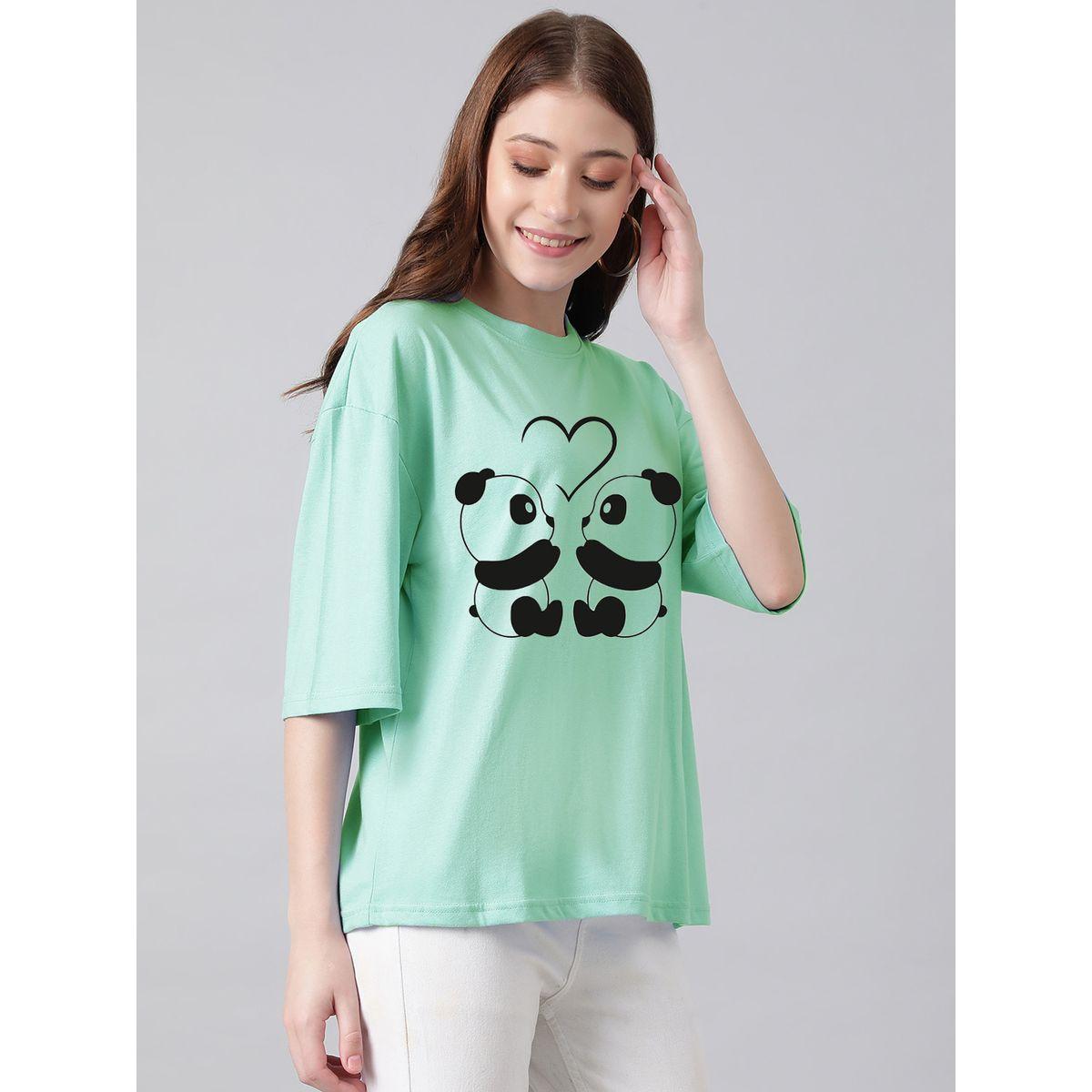 تيشيرت فضفاض باكتاف منخفضة وطبعة جرافيك كوتي × ستايلي-women-clothing-tshirts-image-6