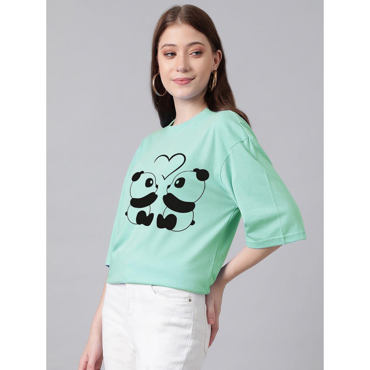 تيشيرت فضفاض باكتاف منخفضة وطبعة جرافيك كوتي × ستايلي-women-clothing-tshirts-image-7