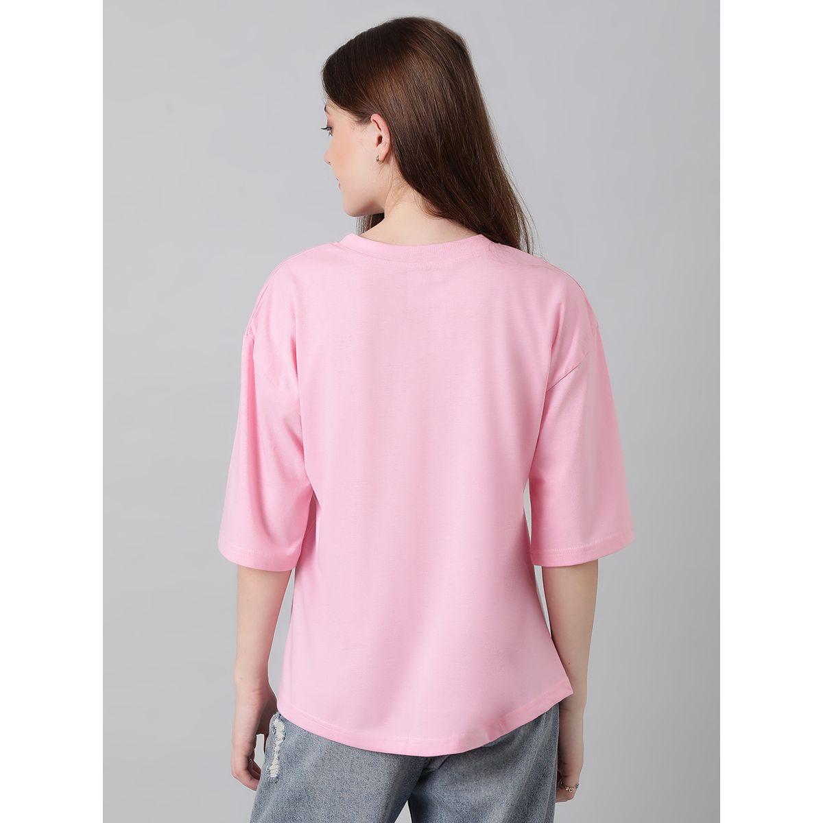 تيشيرت فضفاض بطبعة كتابة مع اكتاف منخفضة كوتي × ستايلي-women-clothing-tshirts-image-4