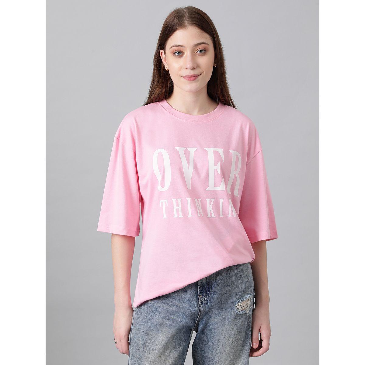 Kotty X Styli  Oversized Over Thinking Slogan Print T-Shirt-women-clothing-tshirts-image-6