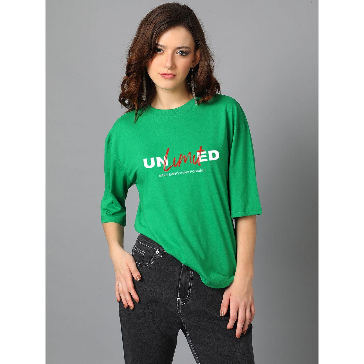 Kotty X Styli  Oversized Unlimited Slogan Print Drop Shoulder T-Shirt-women-clothing-tshirts-image-1