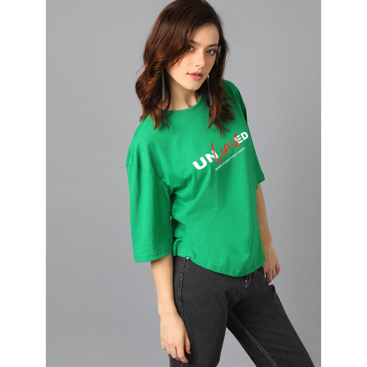 Kotty X Styli  Oversized Unlimited Slogan Print Drop Shoulder T-Shirt-women-clothing-tshirts-image-3