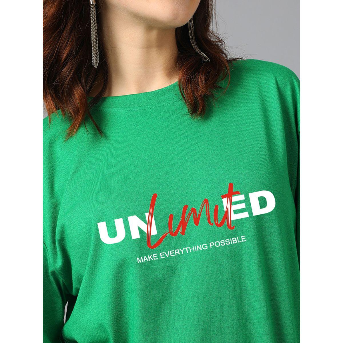 تيشيرت فضفاض بطبعة كتابة مع اكتاف منخفضة كوتي × ستايلي-women-clothing-tshirts-image-4