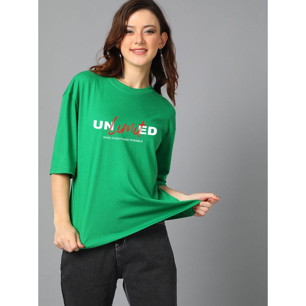 تيشيرت فضفاض بطبعة كتابة مع اكتاف منخفضة كوتي × ستايلي-women-clothing-tshirts-image-6