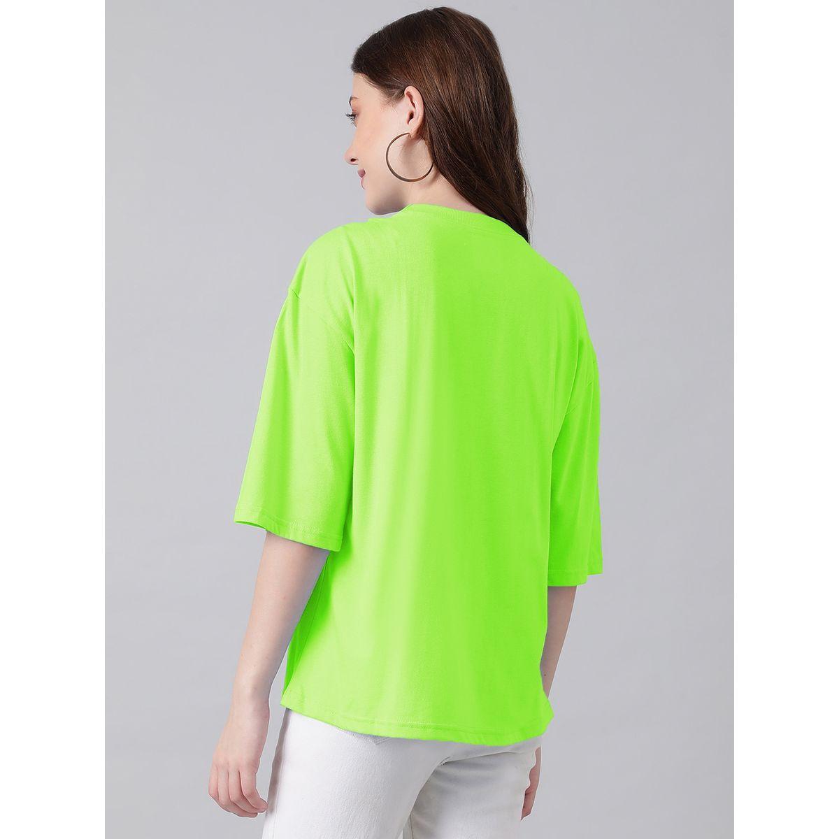 تيشيرت فضفاض بطبعة كتابة مع اكتاف منخفضة كوتي × ستايلي-women-clothing-tshirts-image-2