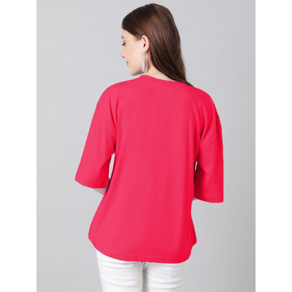 Kotty X Styli  Oversized Over Thinking Slogan Print T-Shirt-women-clothing-tshirts-image-3