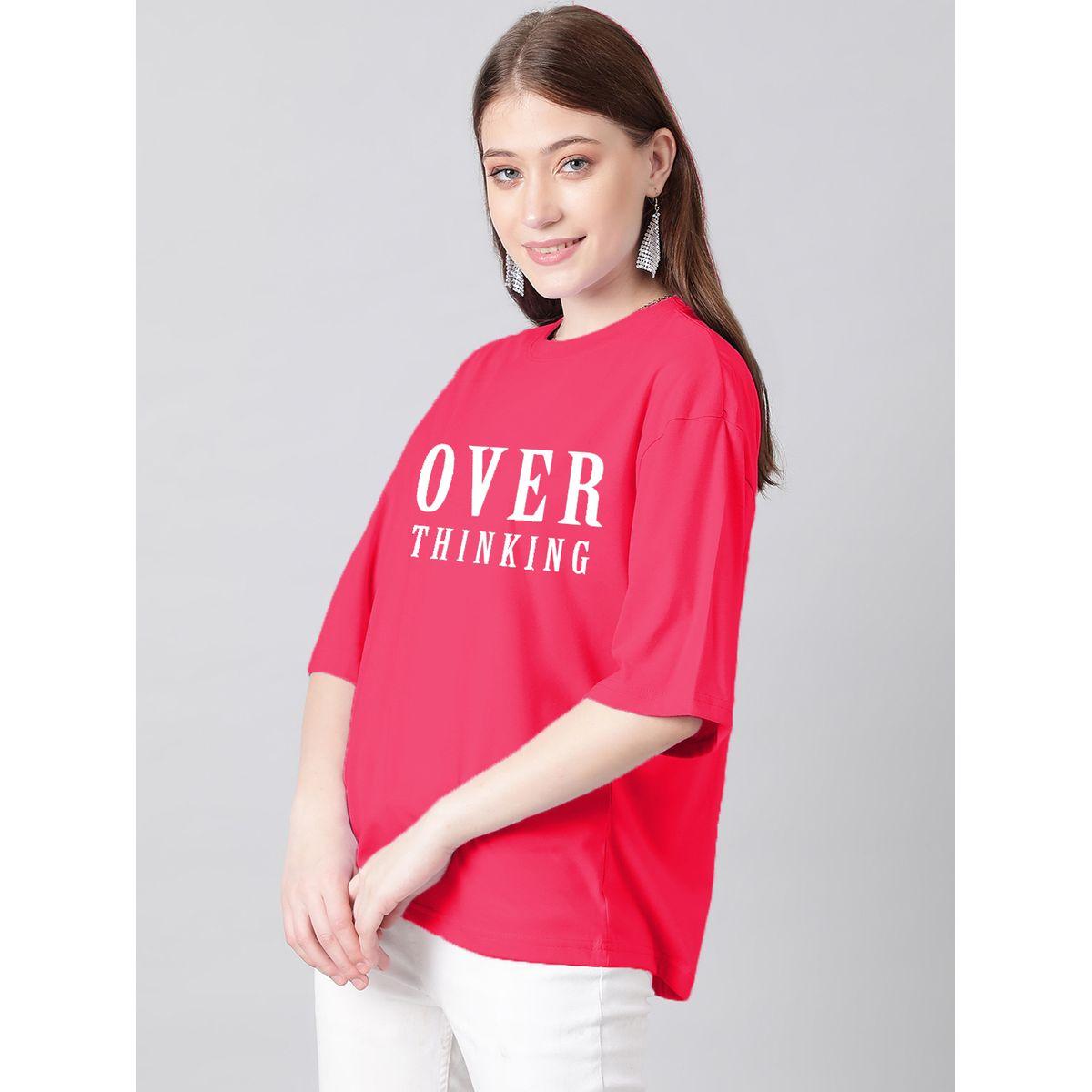 تيشيرت فضفاض بطبعة كتابة مع اكتاف منخفضة كوتي × ستايلي-women-clothing-tshirts-image-4