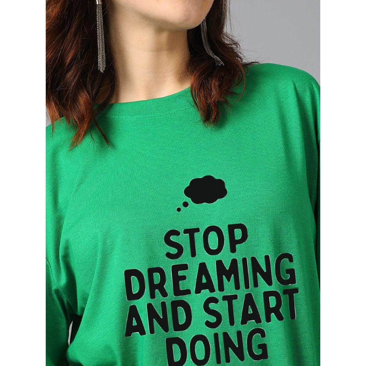 Kotty X Styli  Oversized Stop Dreaming Slogan Print T-Shirt-women-clothing-tshirts-image-4