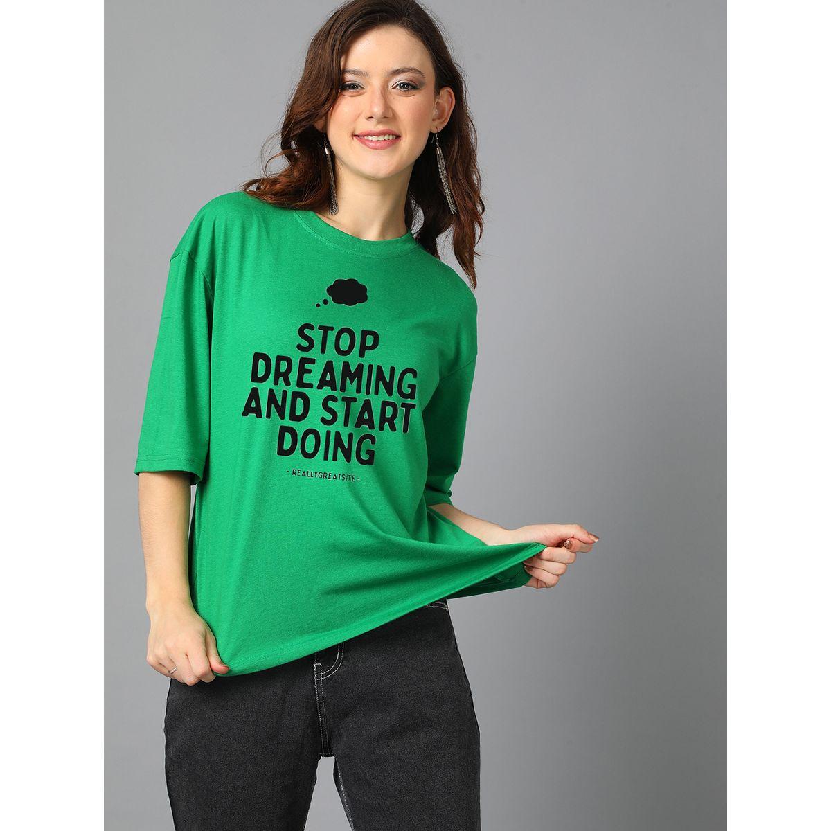 Kotty X Styli  Oversized Stop Dreaming Slogan Print T-Shirt-women-clothing-tshirts-image-6
