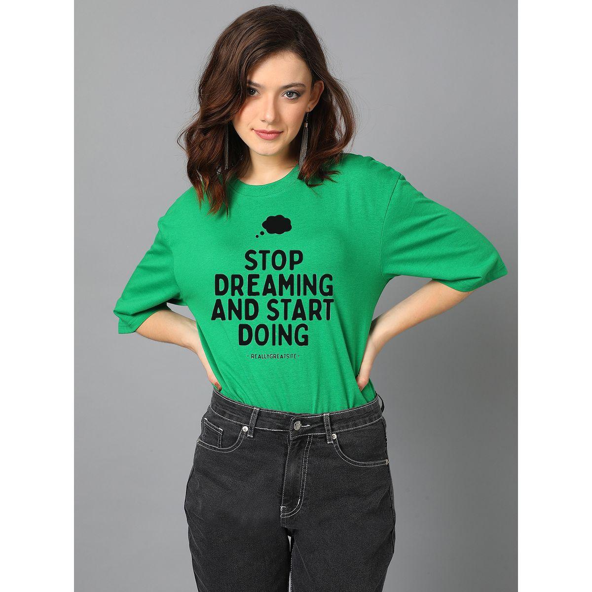 تيشيرت فضفاض مطبع بكتابة مع اكتاف منخفضة كوتي × ستايلي-women-clothing-tshirts-image-7
