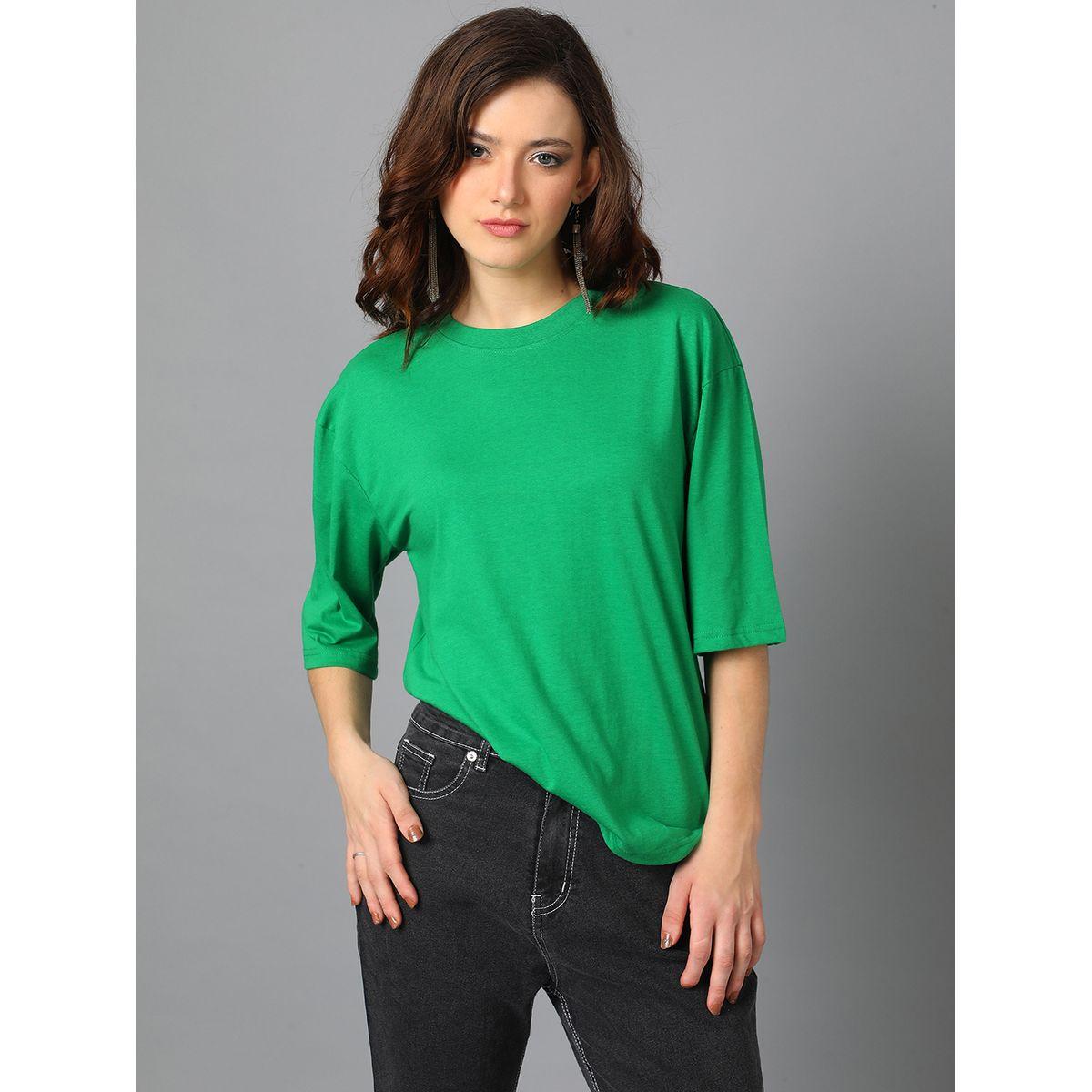 تيشيرت فضفاض بياقة دائرية واكتاف منخفضة كوتي × ستايلي-women-clothing-tshirts-image-1