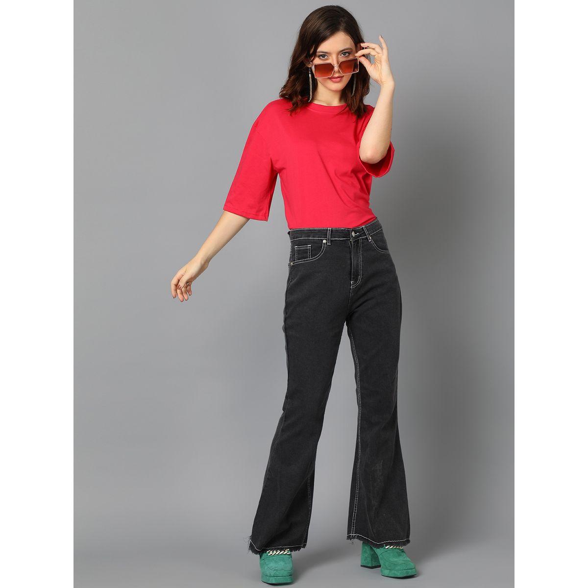 تيشيرت فضفاض بياقة دائرية واكتاف منخفضة كوتي × ستايلي-women-clothing-tshirts-image-3