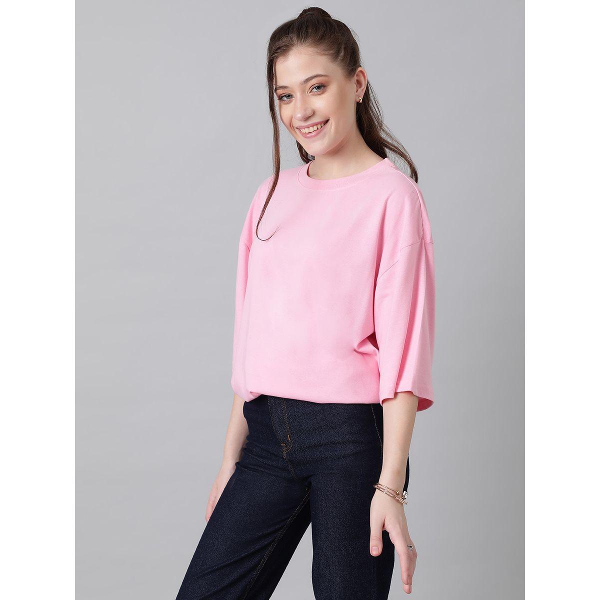 تيشيرت فضفاض باكتاف منخفضة وياقة دائرية كوتي × ستايلي-women-clothing-tshirts-image-2