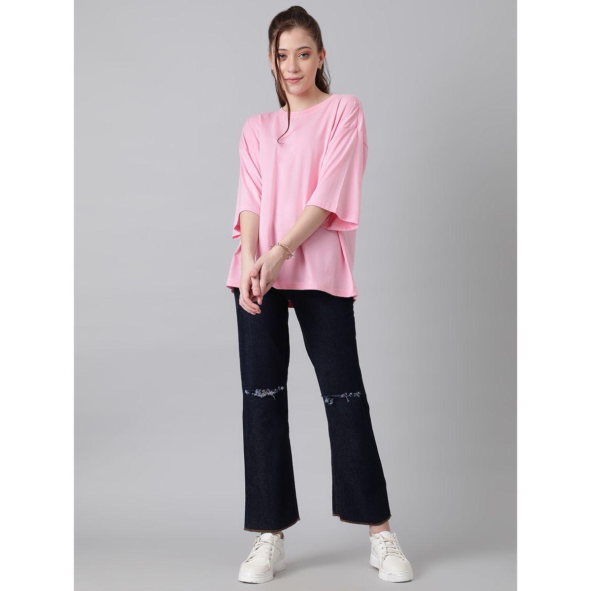 تيشيرت فضفاض باكتاف منخفضة وياقة دائرية كوتي × ستايلي-women-clothing-tshirts-image-6