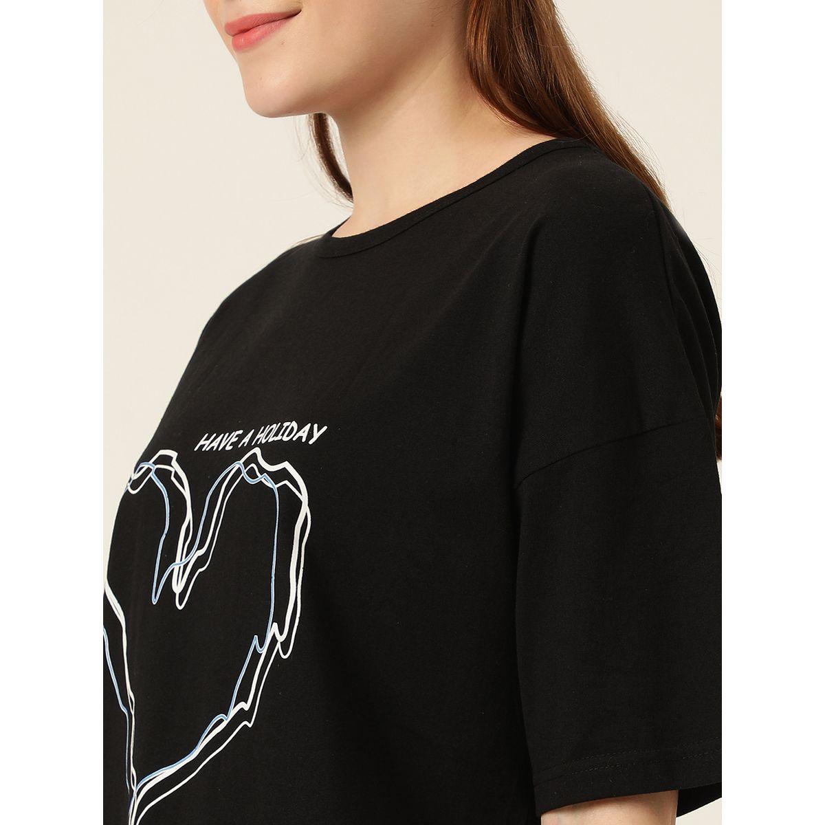 تيشيرت فضفاض مطبع مع ياقة دائرية كوتي × ستايلي-women-clothing-tshirts-image-6