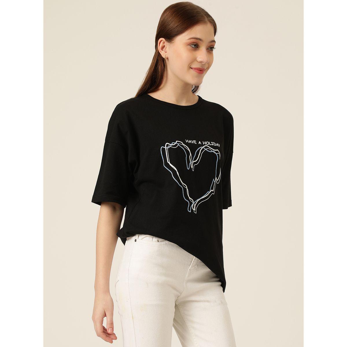 تيشيرت فضفاض مطبع مع ياقة دائرية كوتي × ستايلي-women-clothing-tshirts-image-7