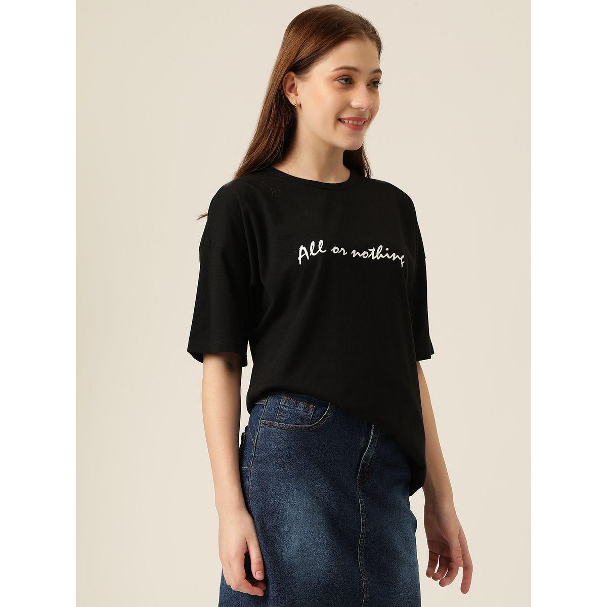 تيشيرت فضفاض مطبع مع ياقة دائرية كوتي × ستايلي-women-clothing-tshirts-image-4