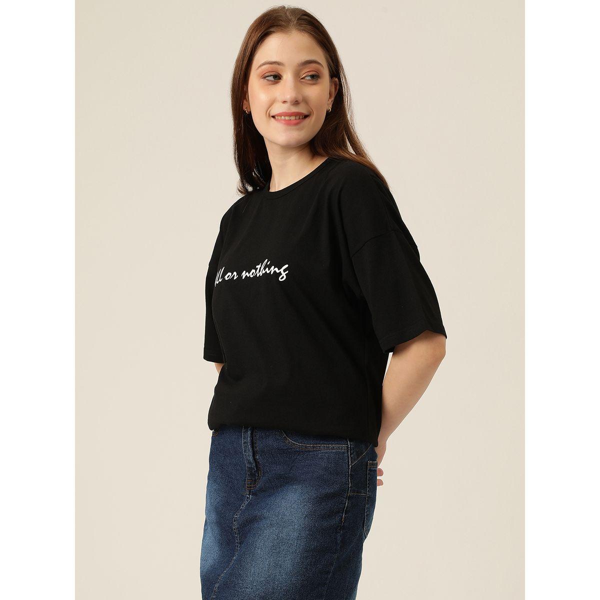 تيشيرت فضفاض مطبع مع ياقة دائرية كوتي × ستايلي-women-clothing-tshirts-image-5