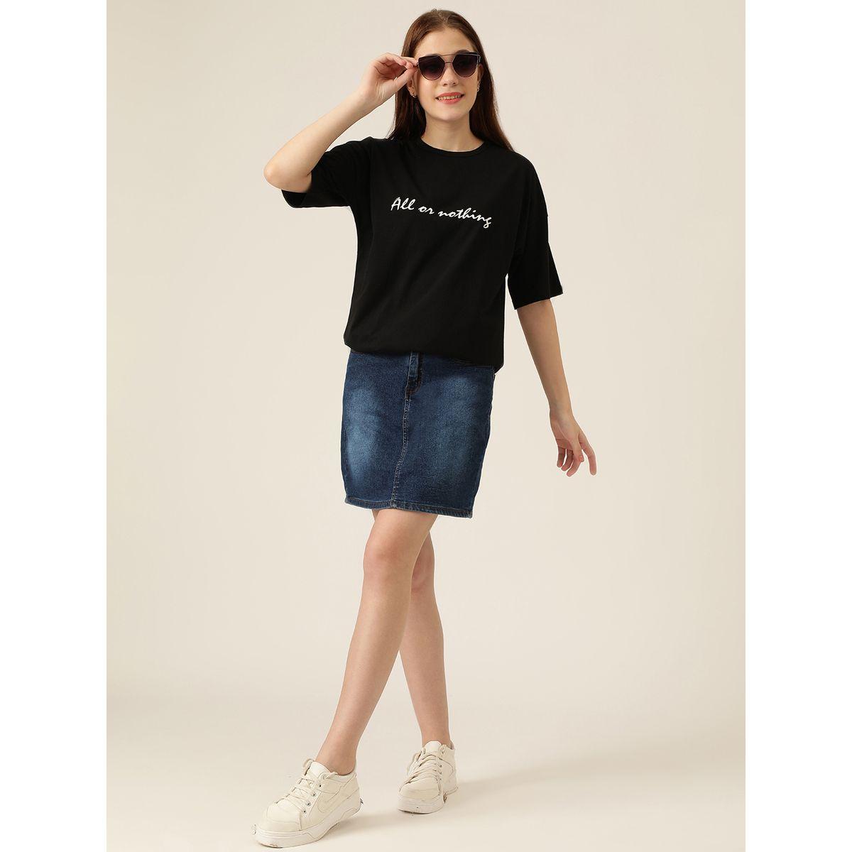 تيشيرت فضفاض مطبع مع ياقة دائرية كوتي × ستايلي-women-clothing-tshirts-image-6