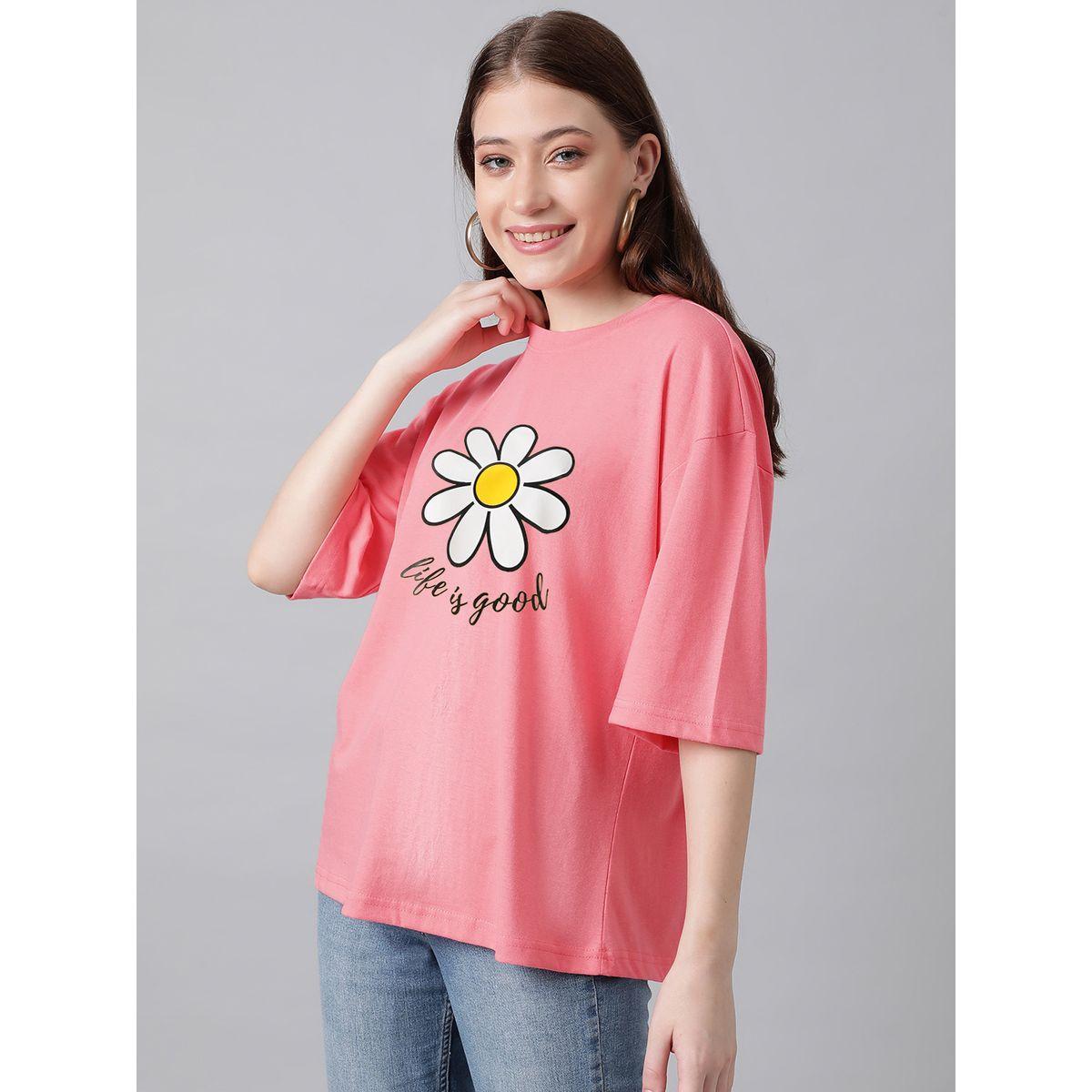 Kotty X Styli  Oversized Flower Print Round Neck T-Shirt-women-clothing-tshirts-image-4