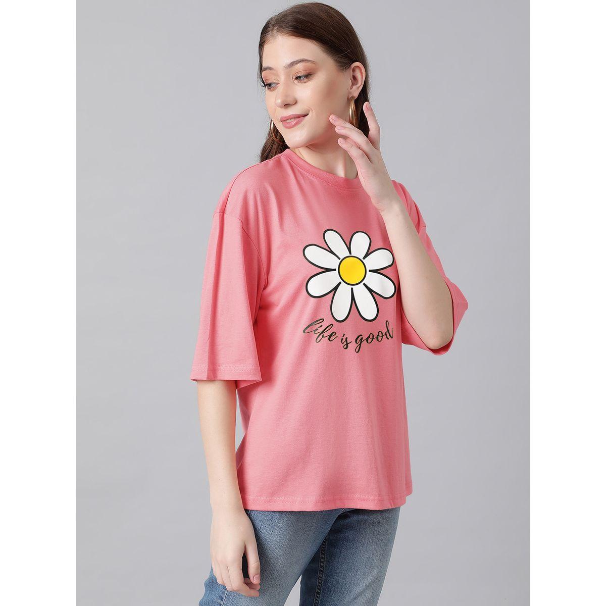 Kotty X Styli  Oversized Flower Print Round Neck T-Shirt-women-clothing-tshirts-image-5