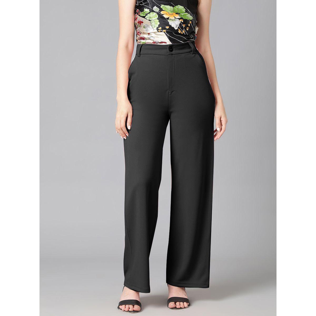 Kotty X Styli  Solid Regular Fit  Trousers-women-clothing-bottoms-trousers-image-1