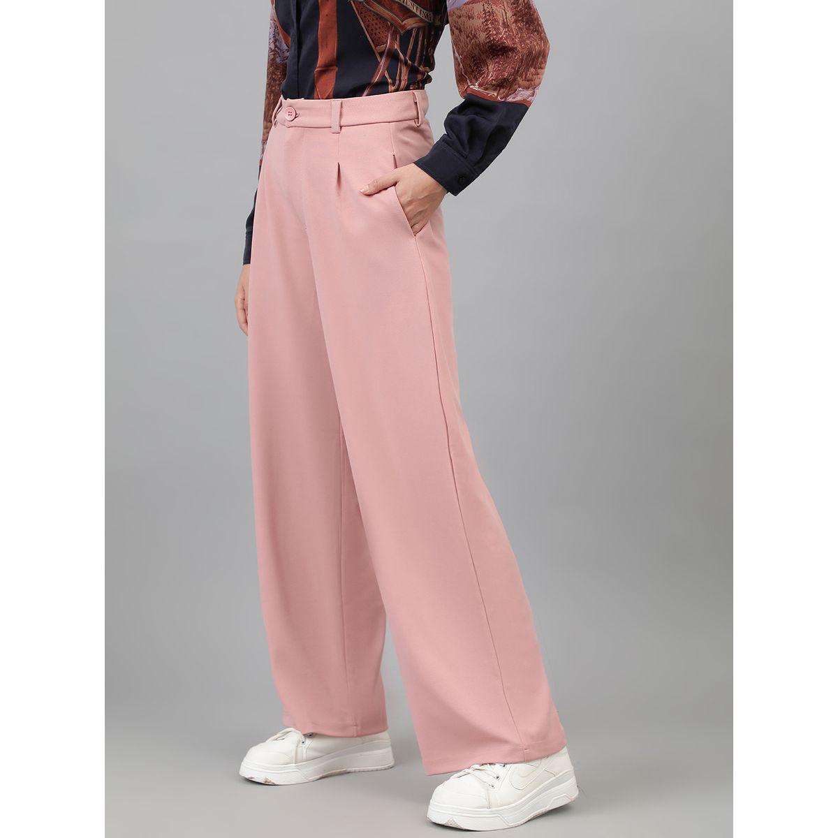 Kotty X Styli  Solid Regular Fit Trousers with Pockets-women-clothing-bottoms-trousers-image-2