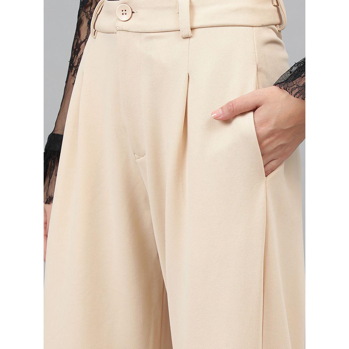 Kotty X Styli  Solid Regular Fit Trousers with Pockets-women-clothing-bottoms-trousers-image-4