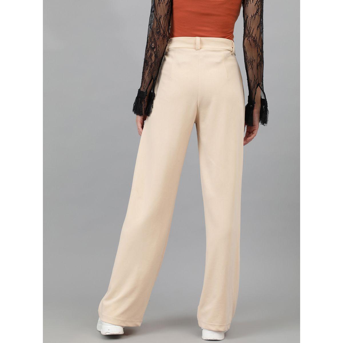 Kotty X Styli  Solid Regular Fit Trousers with Pockets-women-clothing-bottoms-trousers-image-5