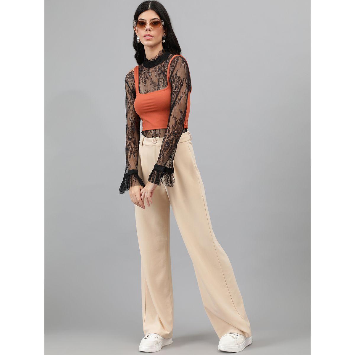 Kotty X Styli  Solid Regular Fit Trousers with Pockets-women-clothing-bottoms-trousers-image-6