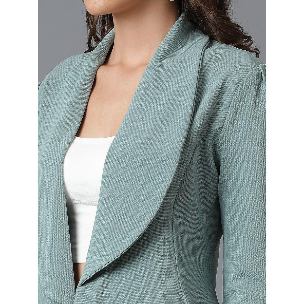 طقم منسق من بنطال وبليزر سادة مفتوح من الامام كوتي × ستايلي-women-clothing-coordsets-image-3