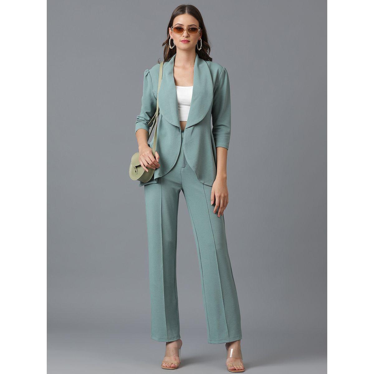 Kotty X Styli  Solid Open Front Blazer & Pants Co-Ords-women-clothing-coordsets-image-4